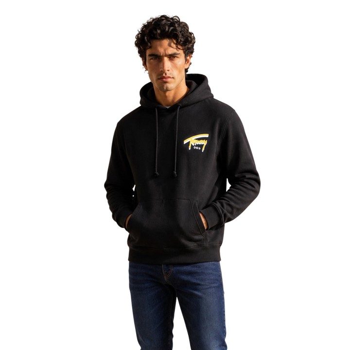 Tommy Hilfiger Jeans sudadera negra de hombre con capucha vista frontal