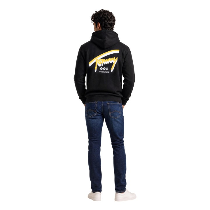 Tommy Hilfiger Jeans sudadera negra de hombre con capucha vista posterior