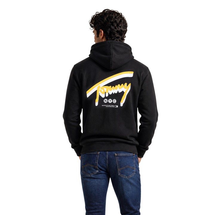 Tommy Hilfiger Jeans sudadera negra de hombre detalle posterior