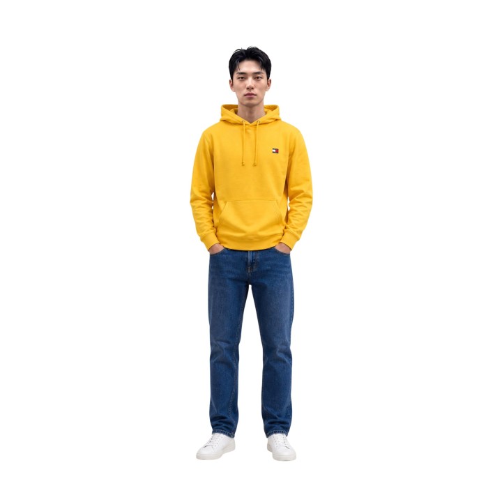 Tommy Hilfiger Jeans sudadera de hombre amarilla con capucha DM0DM23606 vista frontal