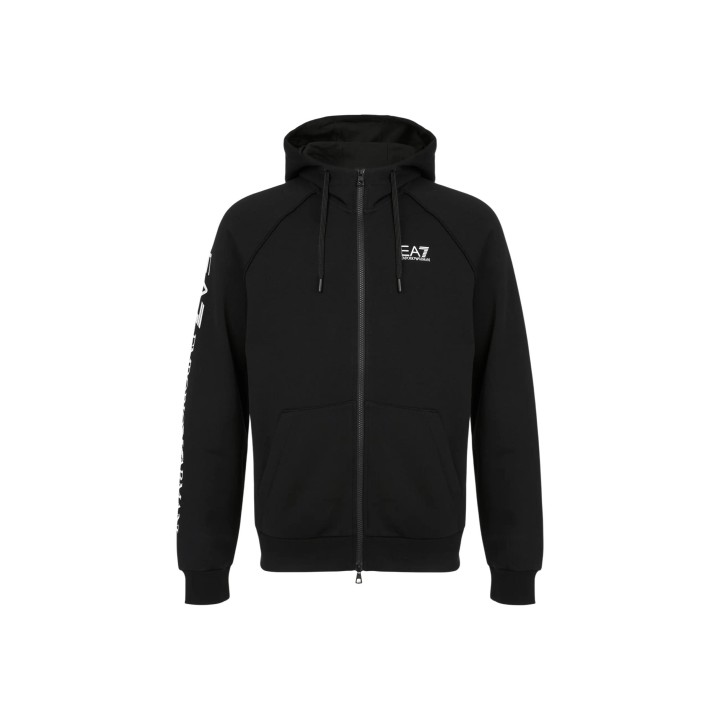Sudadera EA7 para hombre negra con capucha vista frontal