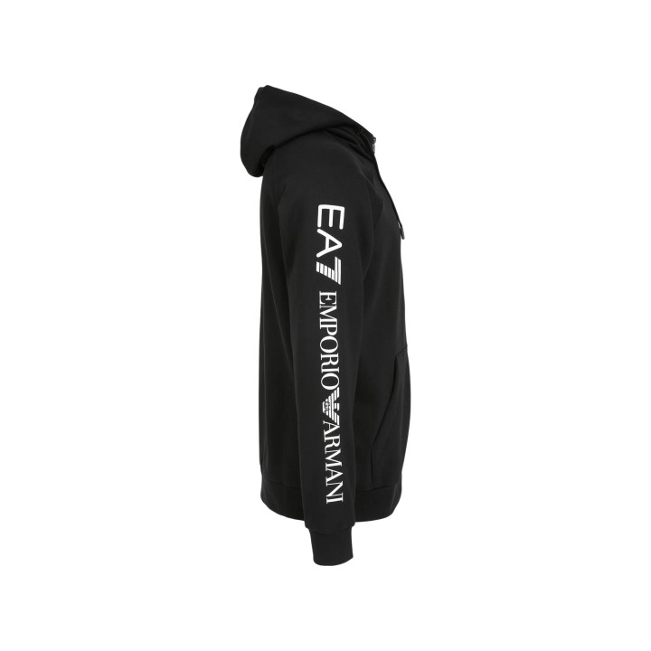 Sudadera EA7 para hombre negra con capucha vista lateral