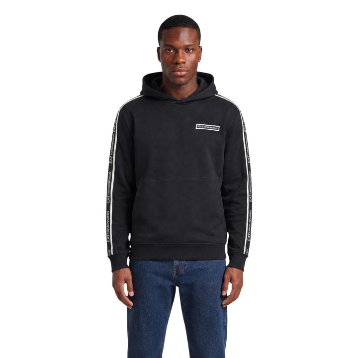 EA7 sudadera de hombre negra con capucha vista frontal