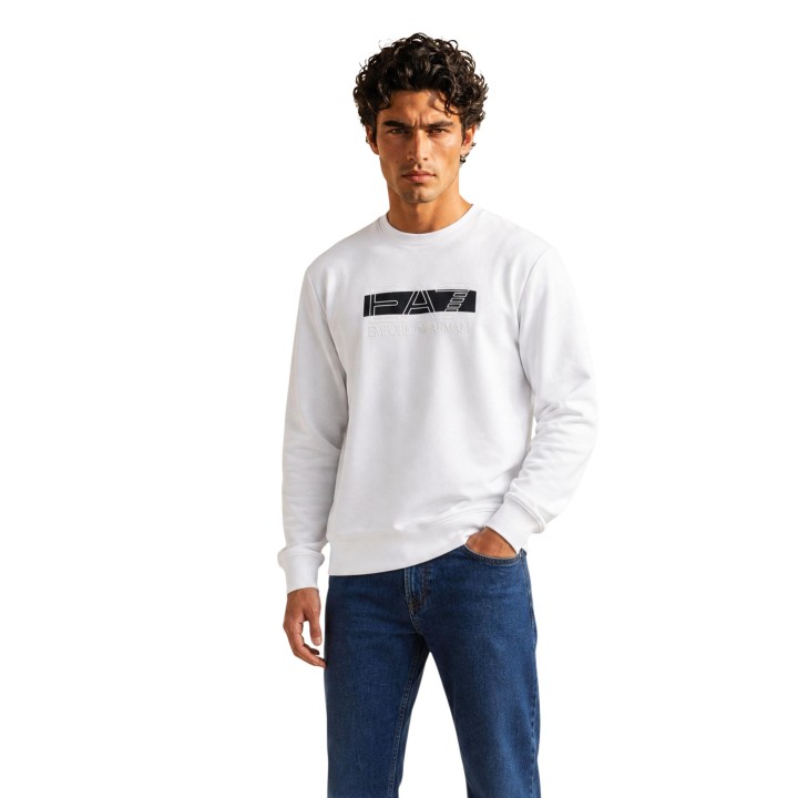 EA7 sudadera de hombre blanca y negra 7M002425 AF10377 vista frontal