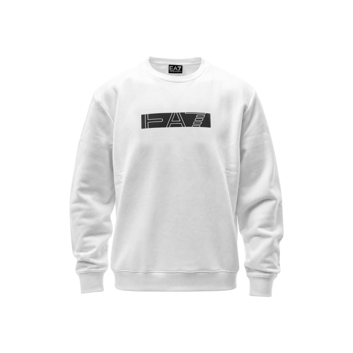 EA7 sudadera de hombre blanca y negra 7M002425 AF10377 detalle frontal