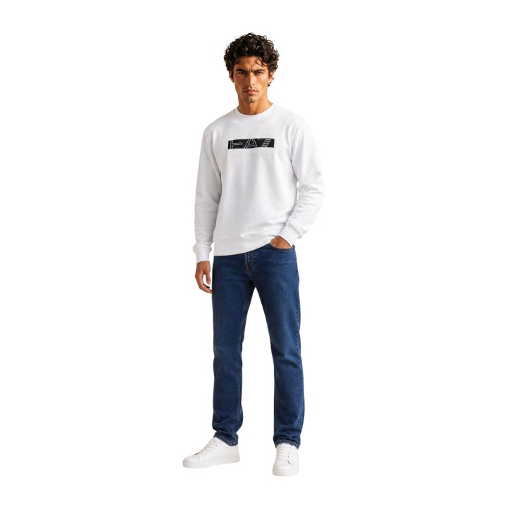 EA7 sudadera de hombre blanca y negra 7M002425 AF10377 vista de tres cuartos
