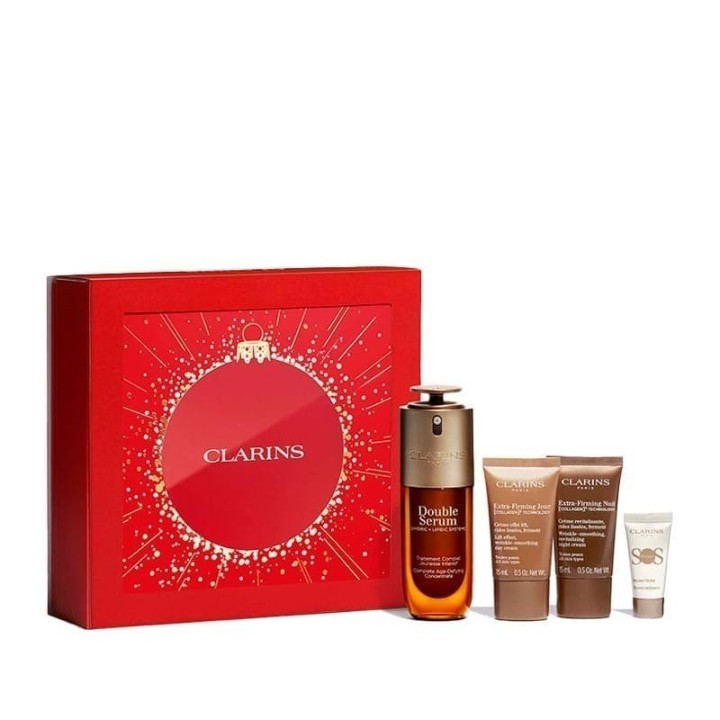 Lote doble serum Clarins con caja roja vista frontal