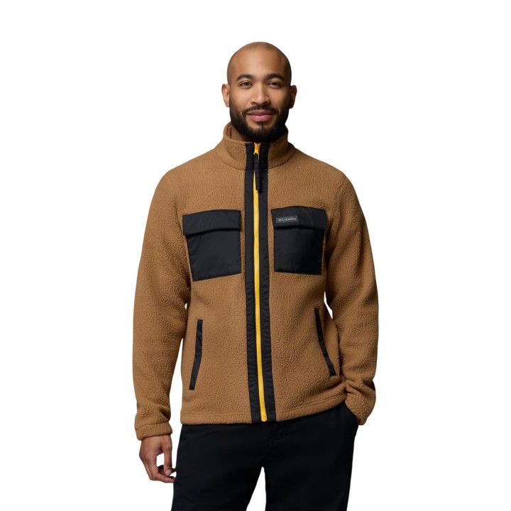 Columbia sudadera de hombre Juniper Peak 2131474 marrón de fleece vista frontal