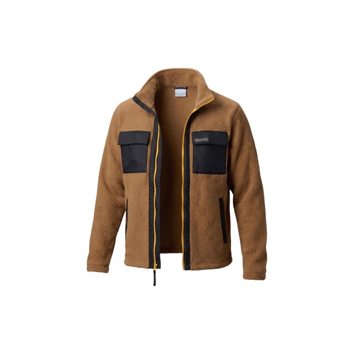 Columbia sudadera de hombre Juniper Peak 2131474 marrón de fleece abierta vista frontal