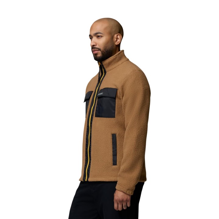 Columbia sudadera de hombre Juniper Peak 2131474 marrón de fleece vista de tres cuartos