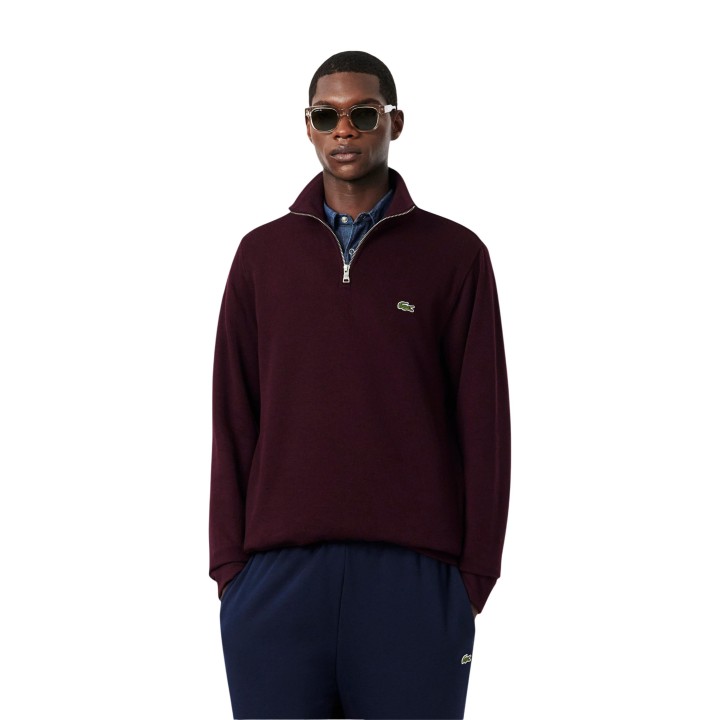 Lacoste sudadera de hombre bordeaux SH1927 en vista frontal