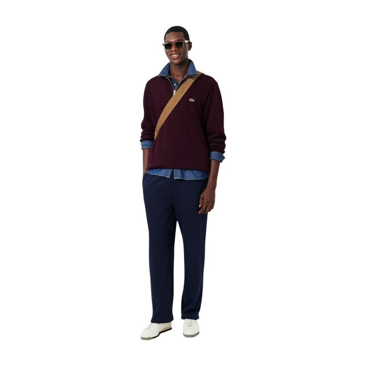 Lacoste sudadera de hombre bordeaux SH1927 en vista de tres cuartos