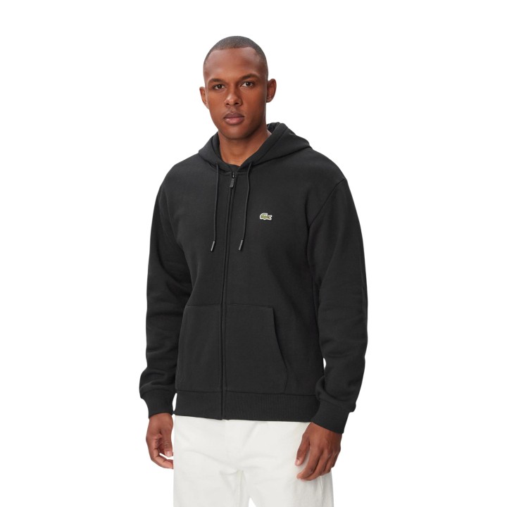 Sudadera negra con capucha Lacoste para hombre SH8864 vista frontal