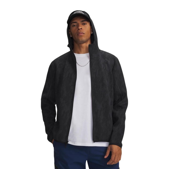 Sudadera Under Armour UA Unstoppable FLC FZ negra de hombre vista frontal