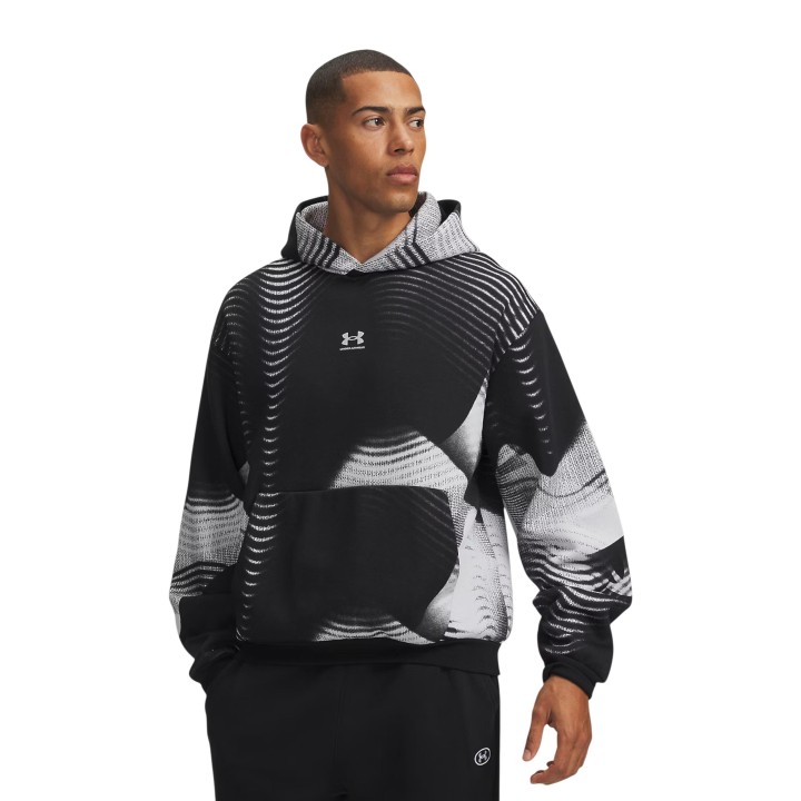 Sudadera Under Armour de hombre negra UA Icon Fleece Printed HD vista frontal