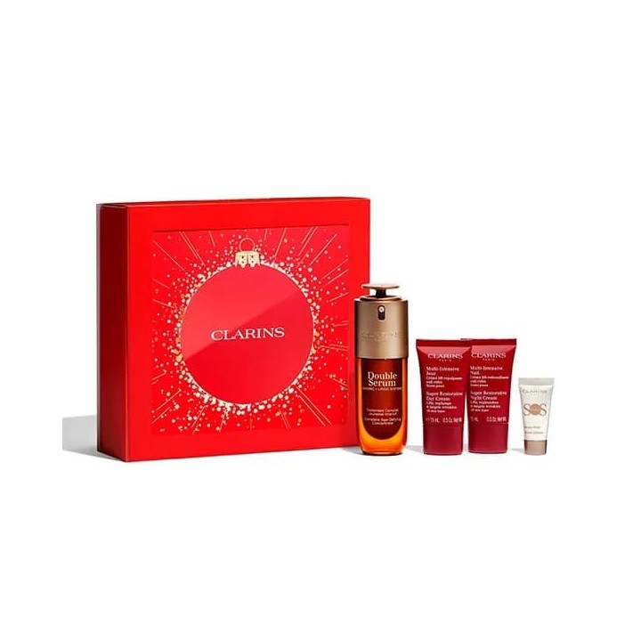 lote clarins double serum 75 ml para mujer con estuche rojo vista frontal