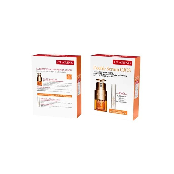 Double Serum ojos Clarins en envase dorado vista frontal