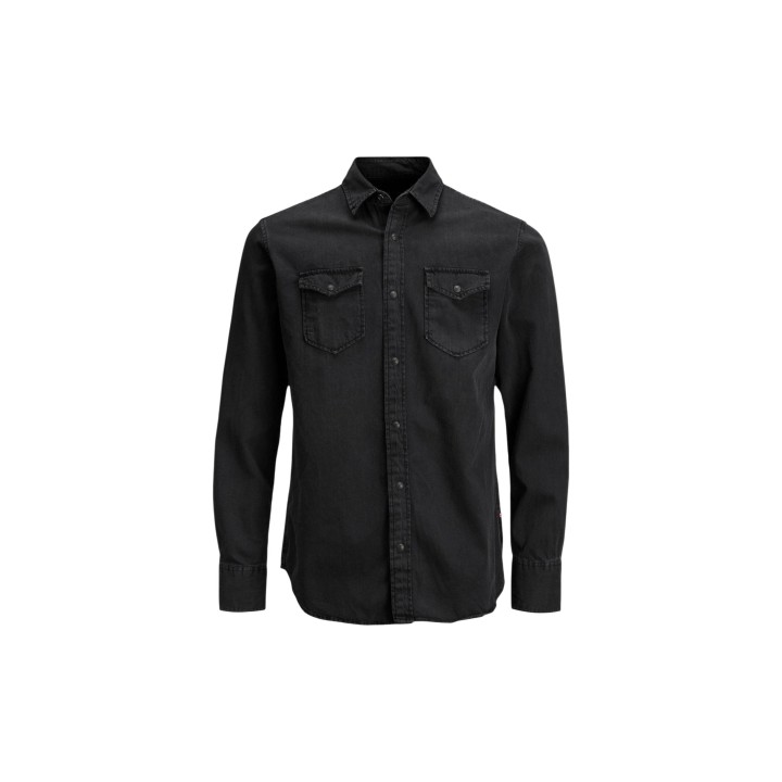 Camisa de hombre Jack Jones Jjesheridan negra vista frontal