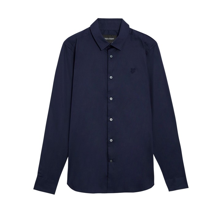 Camisa de hombre Lyle & Scott LW1115TON azul oscuro vista frontal