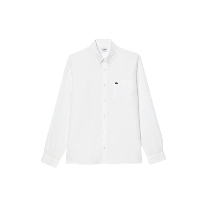 Lacoste camisa blanca de manga larga para hombre CH5692-00 vista frontal