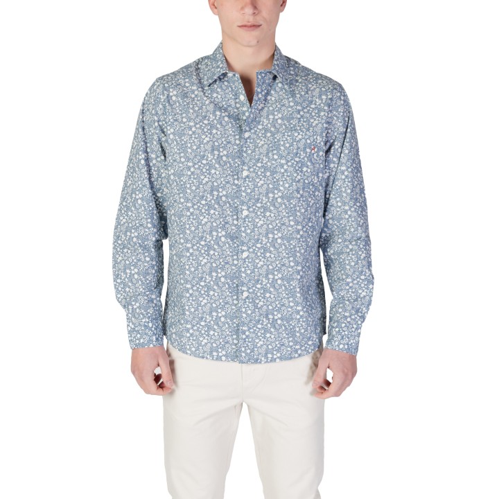 Replay camisa de hombre azul claro estampada vista frontal
