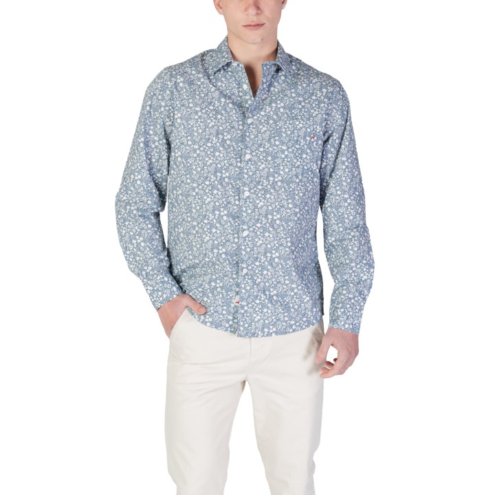 Replay camisa de hombre azul claro estampada vista frontal