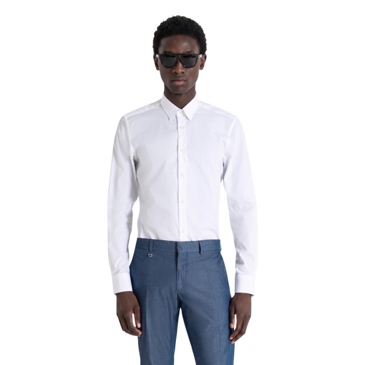 Antony Morato camisa blanca de hombre Napoli MMSL00628-FA400078 frontal