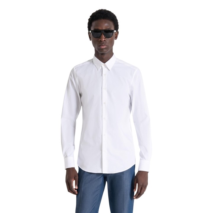 Antony Morato camisa blanca de hombre Napoli MMSL00628-FA400078 frontal