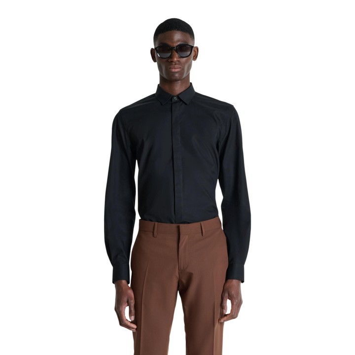Camisa negra Antony Morato para hombre vista frontal