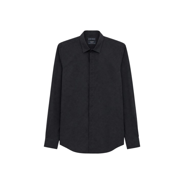 Camisa negra Antony Morato para hombre vista frontal de la prenda