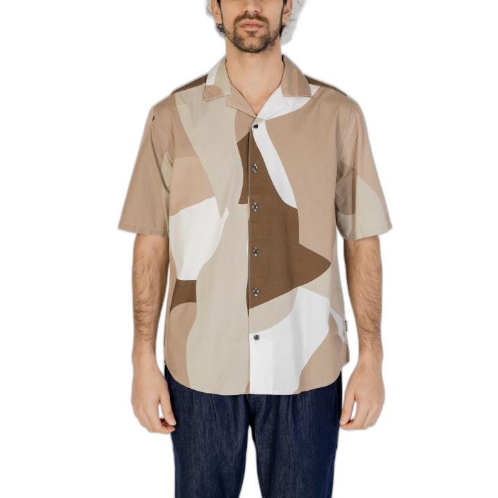 Only & Sons camisa de hombre marrón de manga corta vista frontal