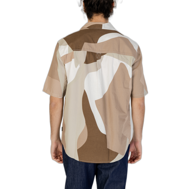 Only & Sons camisa de hombre marrón de manga corta vista posterior