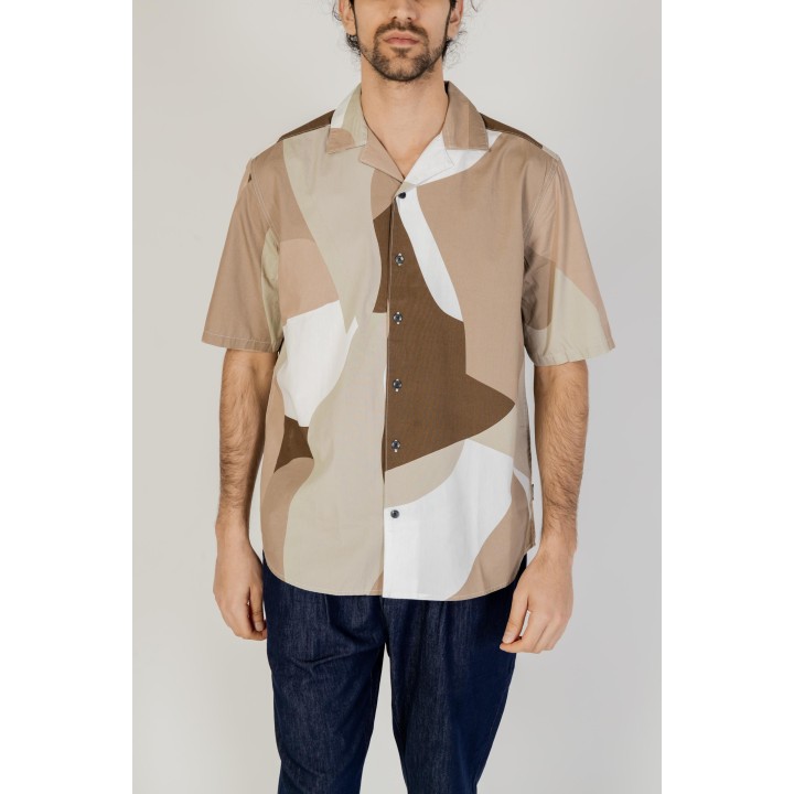 Only & Sons camisa de hombre marrón de manga corta vista frontal