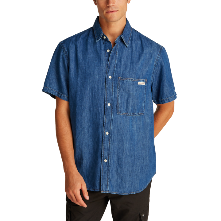 Calvin Klein Jeans camisa de hombre azul vaquera vista frontal