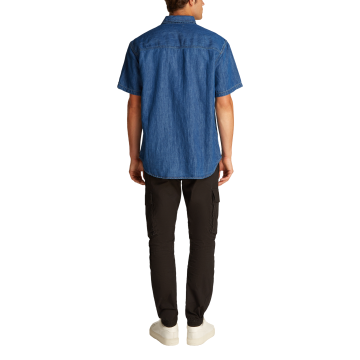 Calvin Klein Jeans camisa de hombre azul vaquera vista posterior