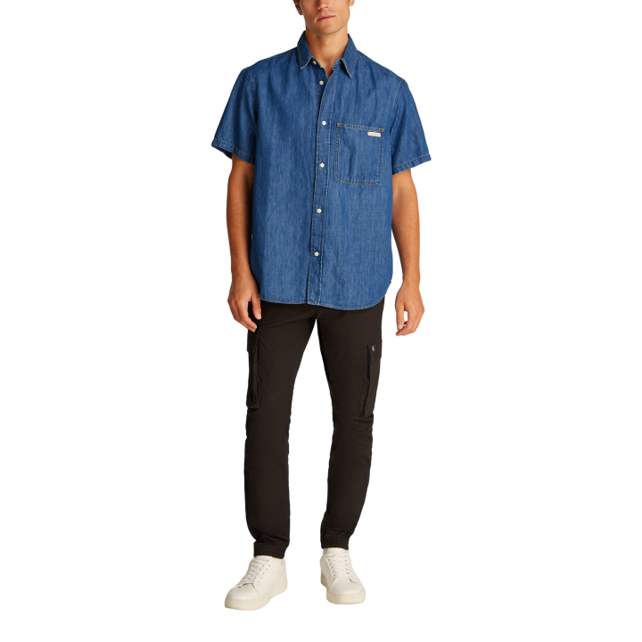 Calvin Klein Jeans camisa de hombre azul vaquera vista frontal completa