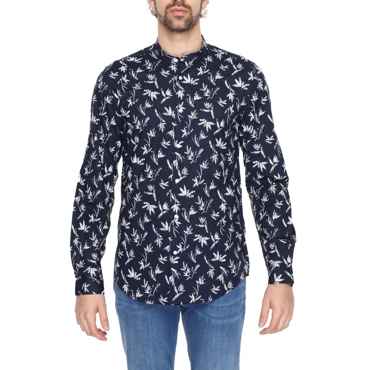 Camisa de hombre Antony Morato Seoul azul estampada vista frontal