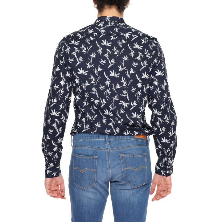 Camisa de hombre Antony Morato Seoul azul estampada vista posterior