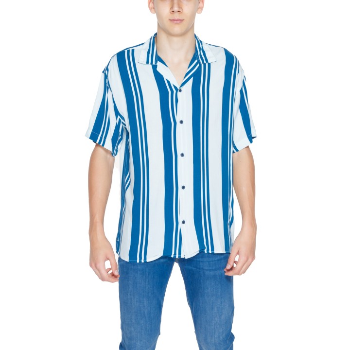 Camisa de hombre Jack Jones azul claro de rayas vista frontal
