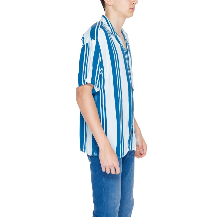 Camisa de hombre Jack Jones azul claro de rayas vista lateral