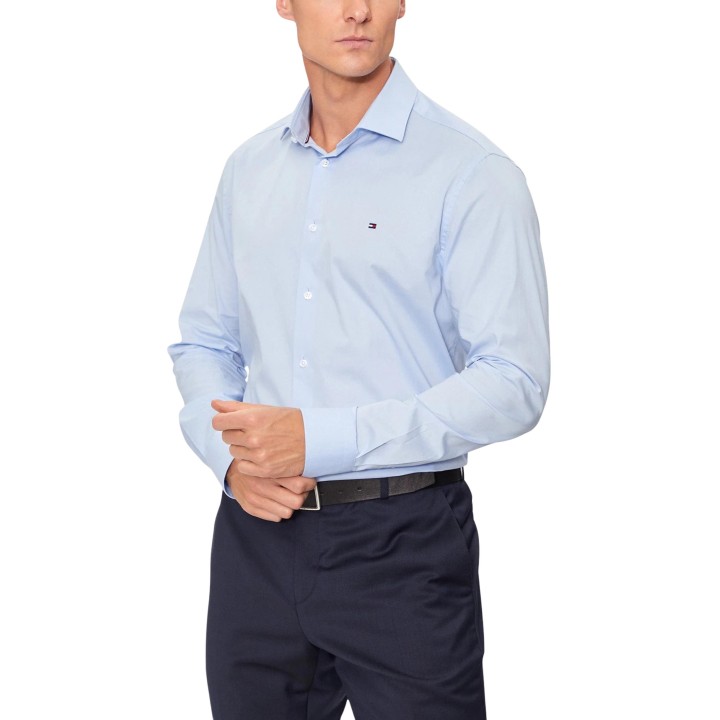 Tommy Hilfiger camisa de hombre azul de popelín vista frontal