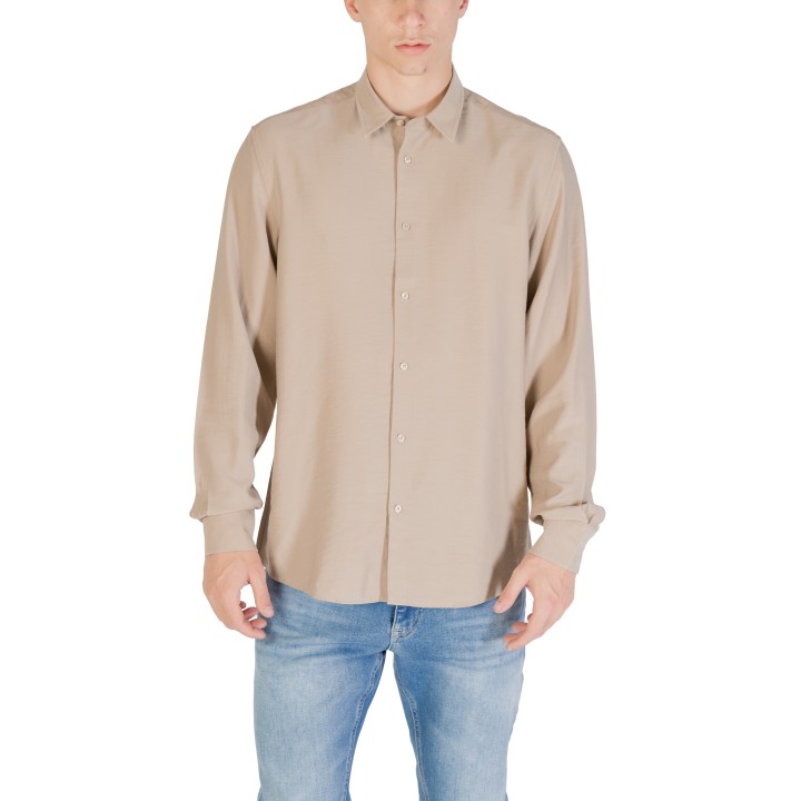 Antony Morato camisa de hombre beige Napoli regular fit vista frontal