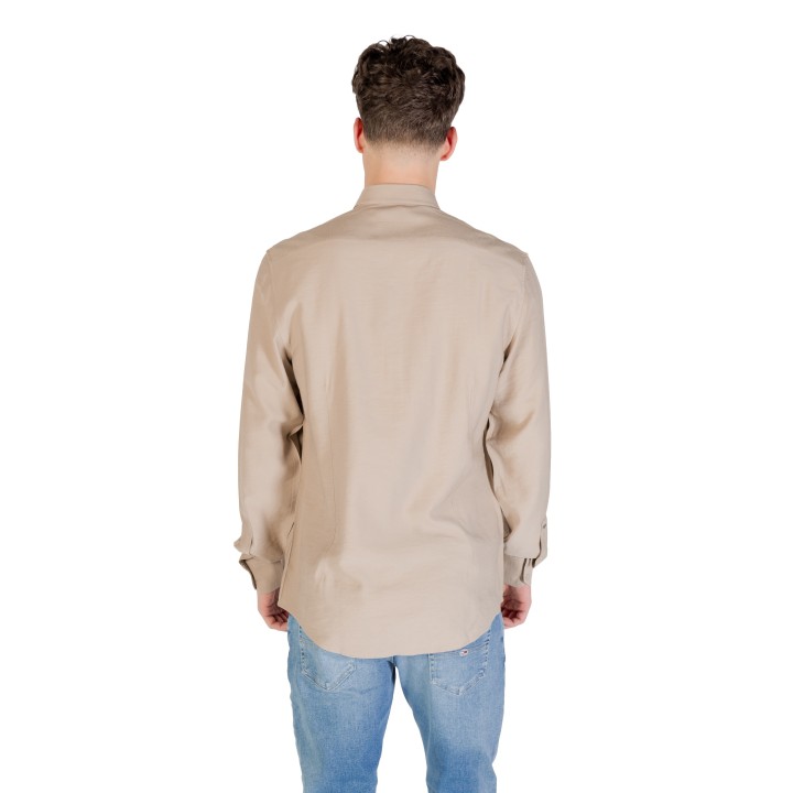 Antony Morato camisa de hombre beige Napoli regular fit vista posterior