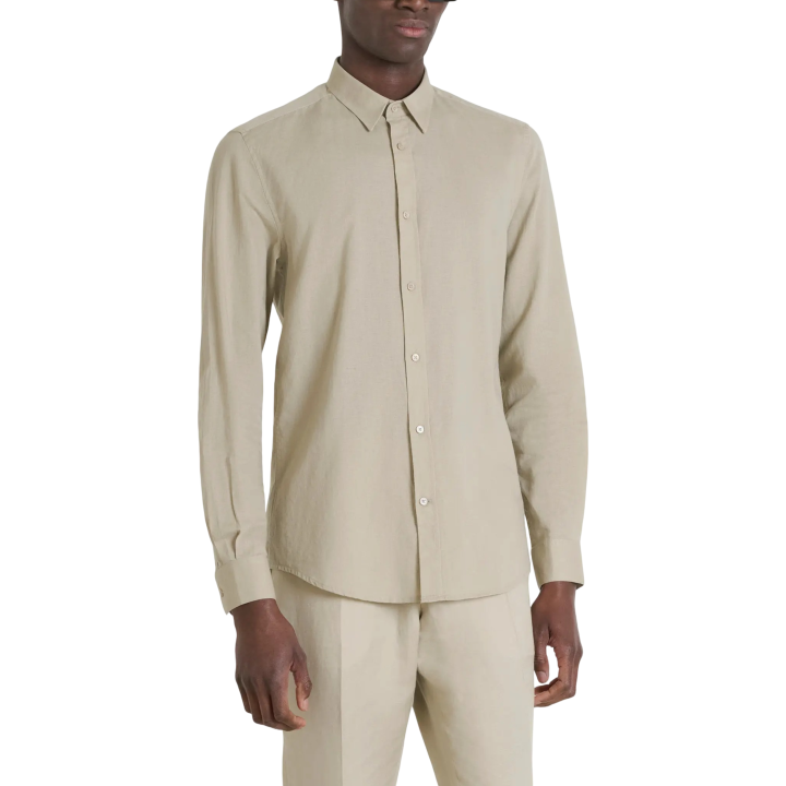 Antony Morato camisa beige de hombre Alicante slim fit vista frontal