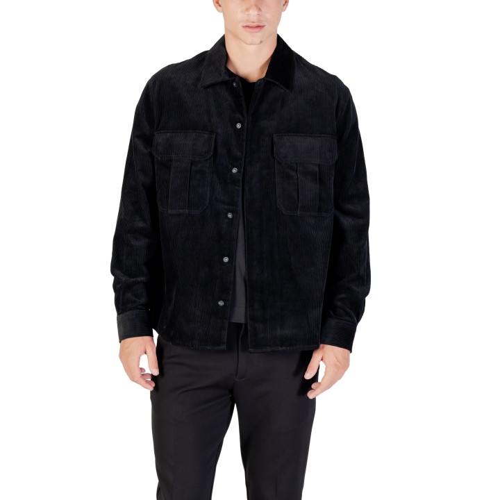 Antony Morato camisa de hombre negra de pana vista frontal
