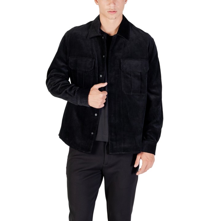 Antony Morato camisa de hombre negra de pana vista frontal