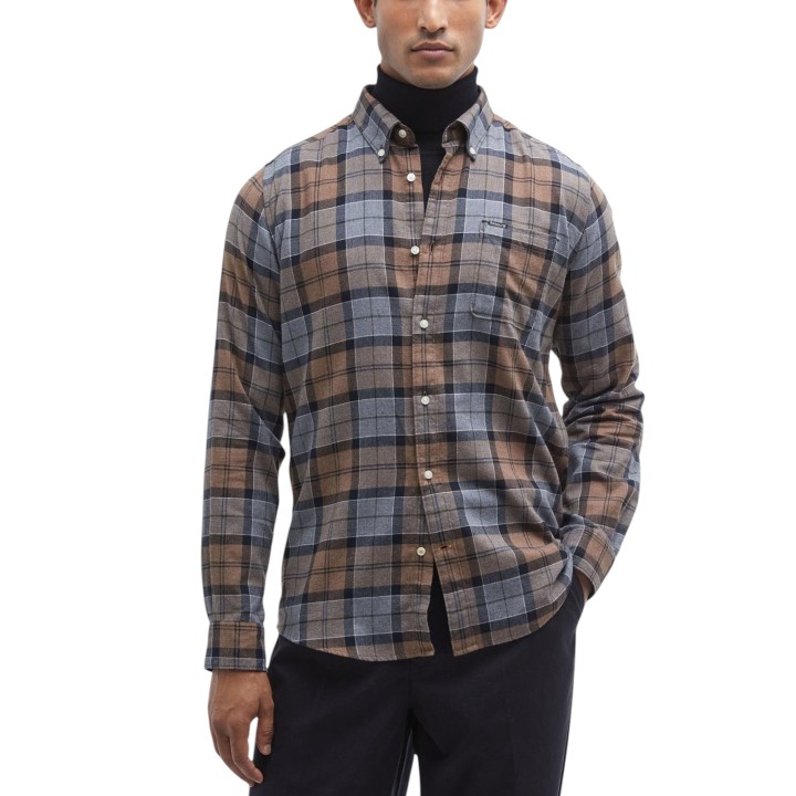 Camisa Barbour Portdown para hombre beige de cuadros vista frontal