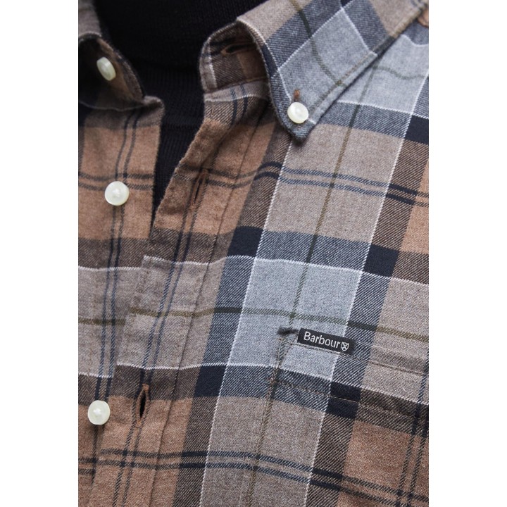Detalle de camisa Barbour Portdown para hombre beige de cuadros