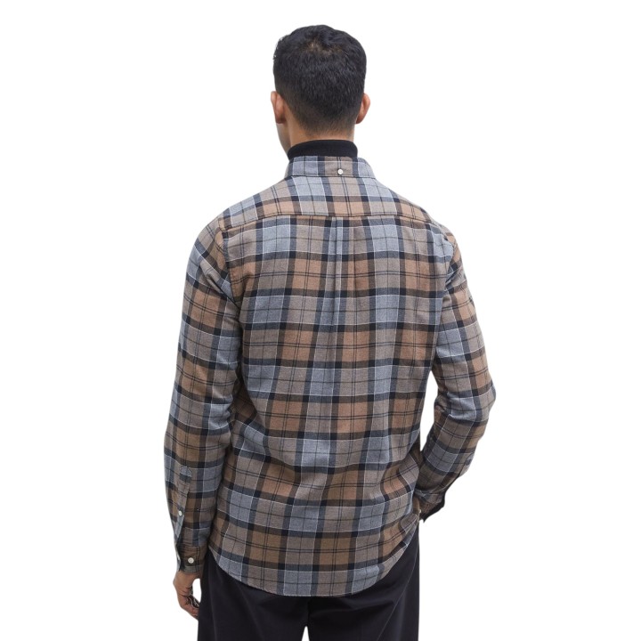 Camisa Barbour Portdown para hombre beige de cuadros vista posterior