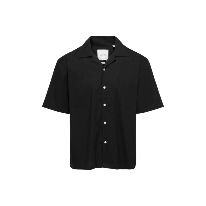 Only & Sons camisa negra de hombre Onsreid Reg 0571 vista frontal
